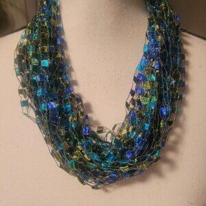 Handmade Crocheted Statement Piece Infinity Ladder/Trellis Yarn Scarf